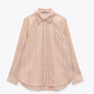 Zara embroidered eyelet top